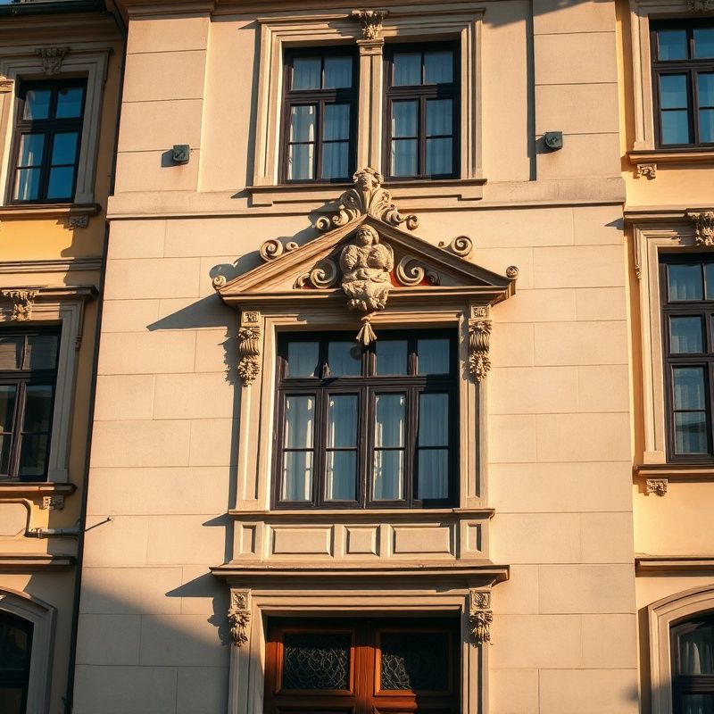 Fasáda historické budovy na Praze 2 v ranním světle